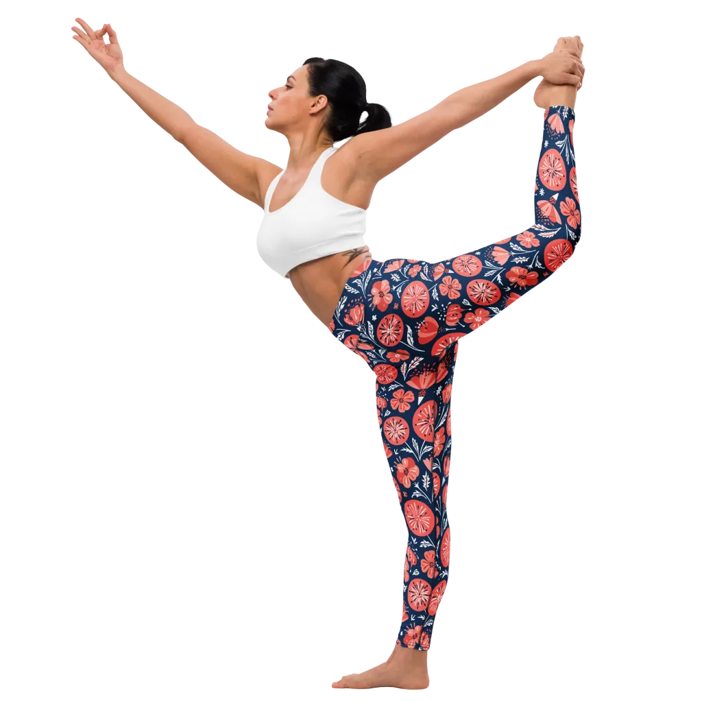 Midnight Bloom on Yoga Leggings — Left