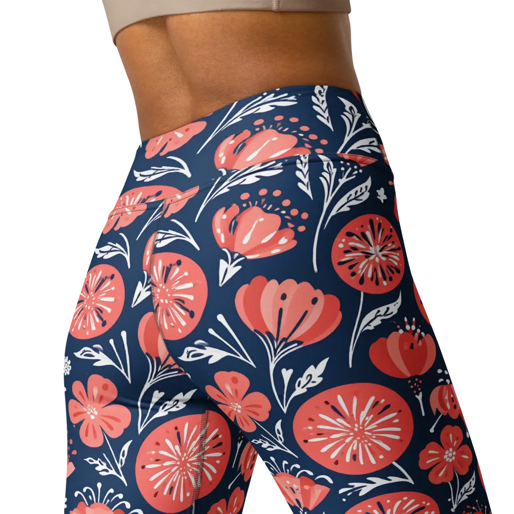 Midnight Bloom on Yoga Leggings — Back