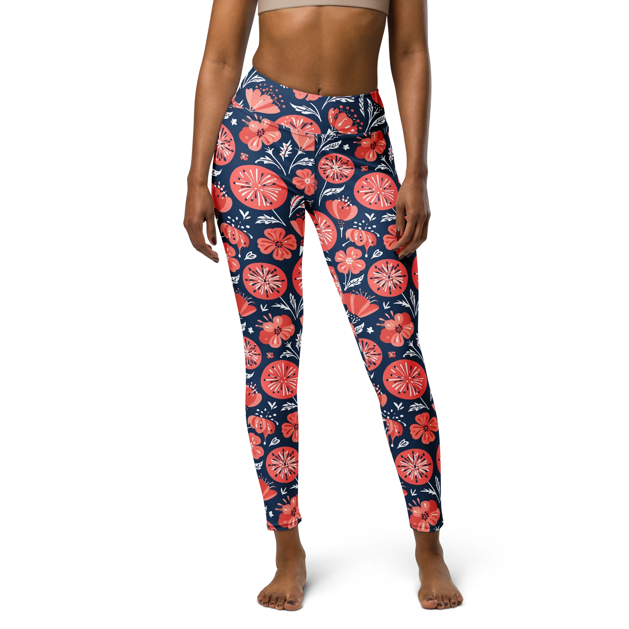 Midnight Bloom on Yoga Leggings — Front