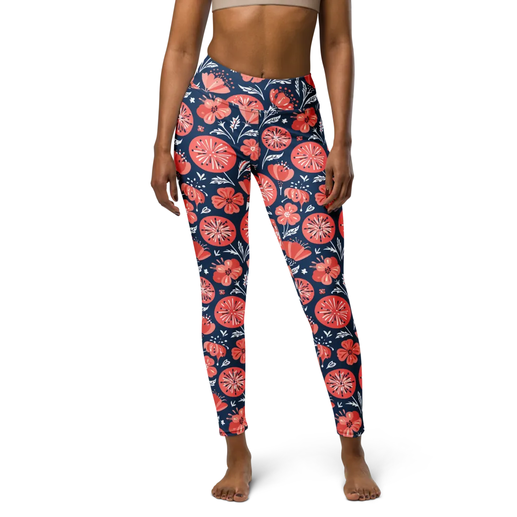 Midnight Bloom on Yoga Leggings — Front