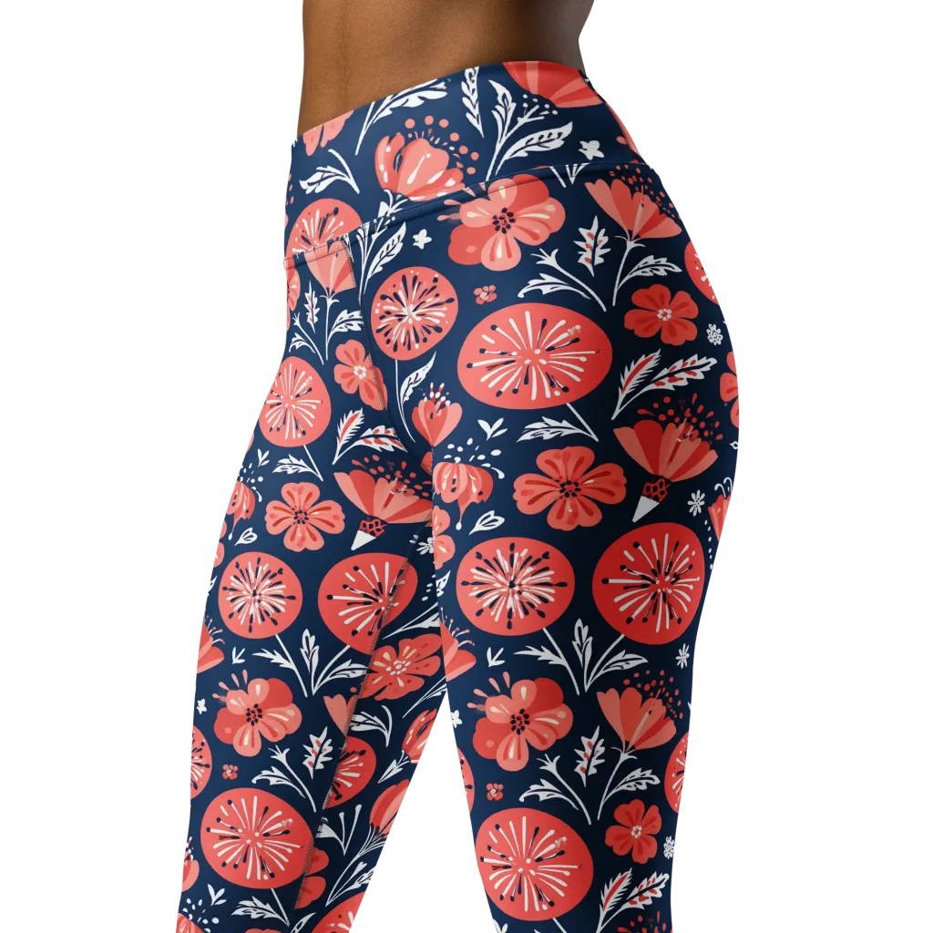 Midnight Bloom on Yoga Leggings — Left Front