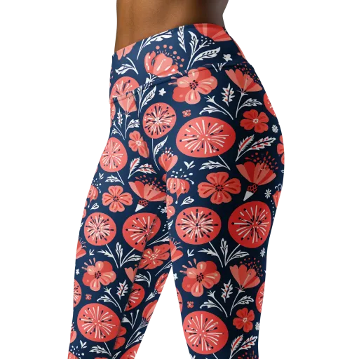 Midnight Bloom on a Yoga Leggings