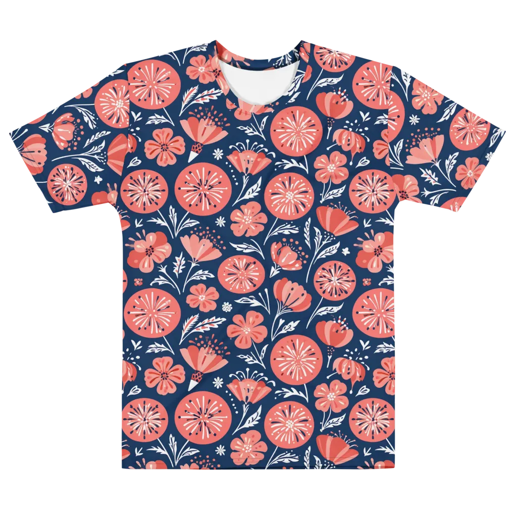 Midnight Bloom on Men's Cotton Crew Neck T-Shirt — Front