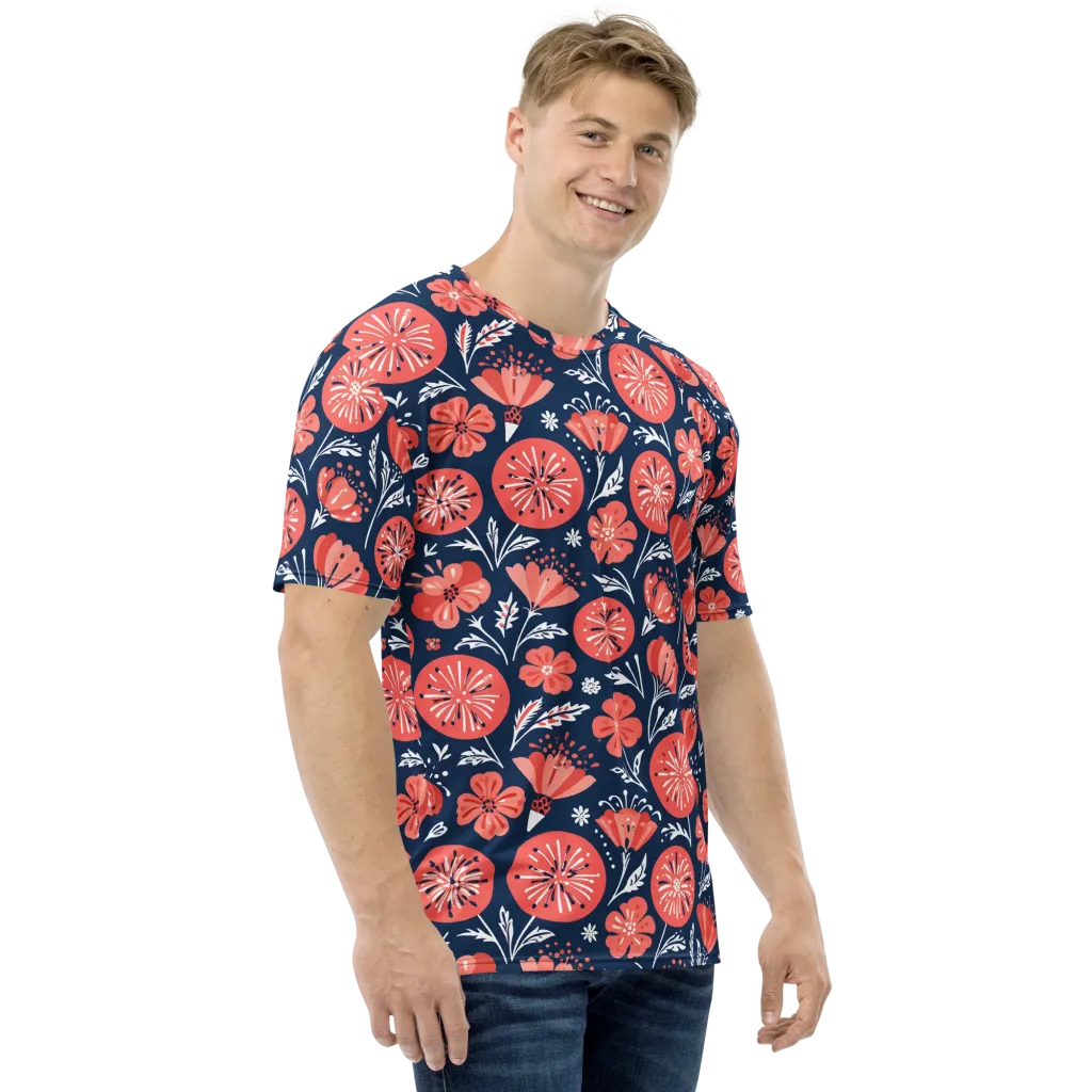 Midnight Bloom on Men's Crew Neck T-Shirt — Right