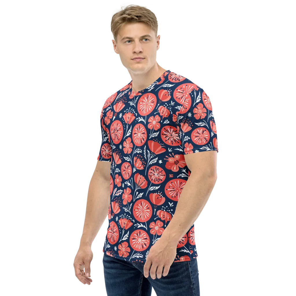 Midnight Bloom Men's Crew Neck T-Shirt on model