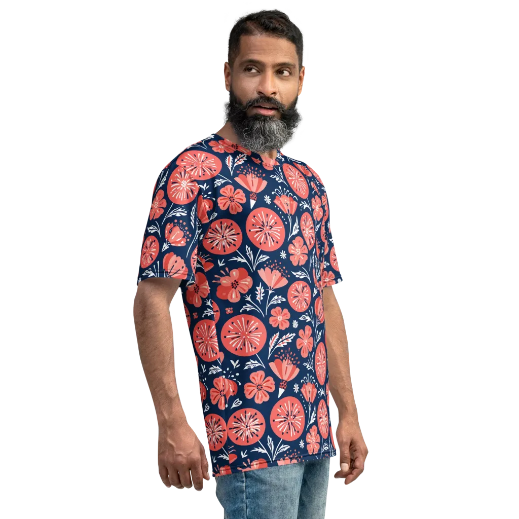 Midnight Bloom on Men's Crew Neck T-Shirt — Right