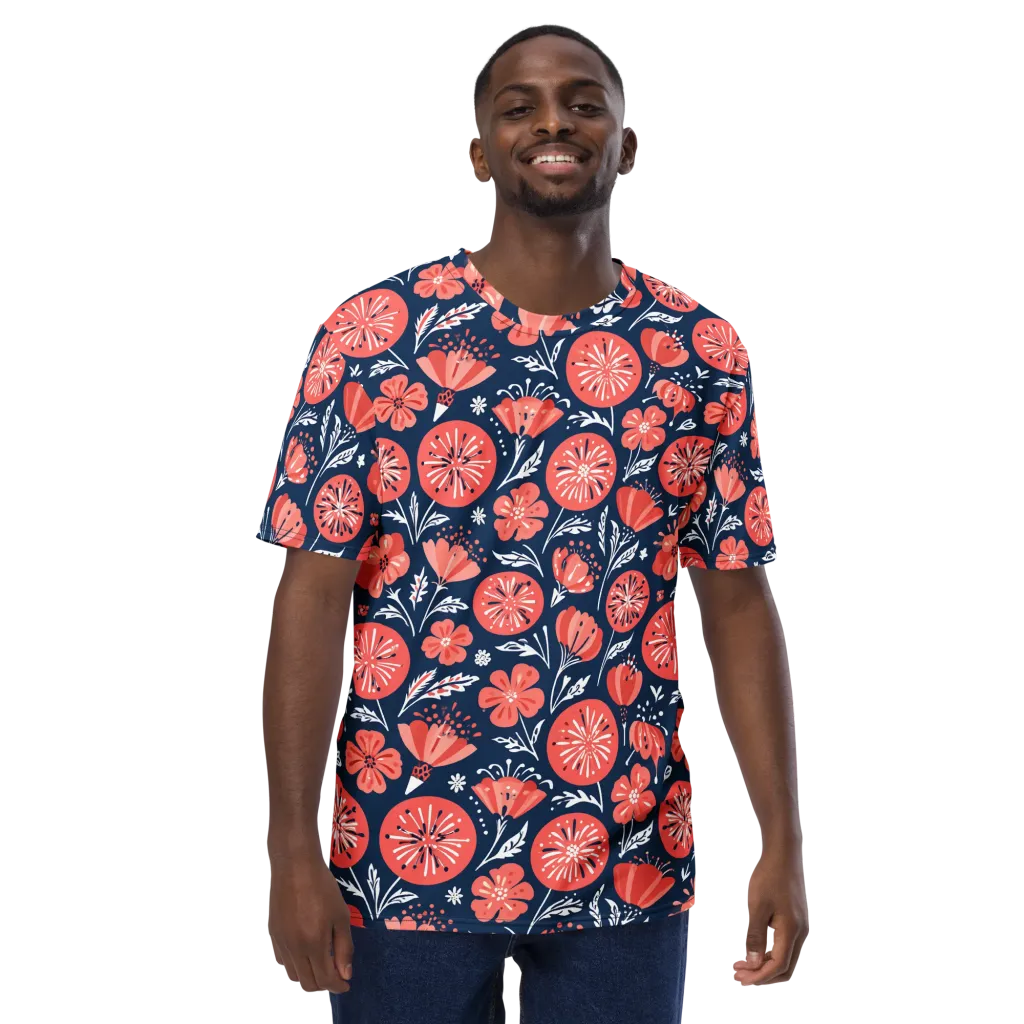 Midnight Bloom on Men's Crew Neck T-Shirt — Front