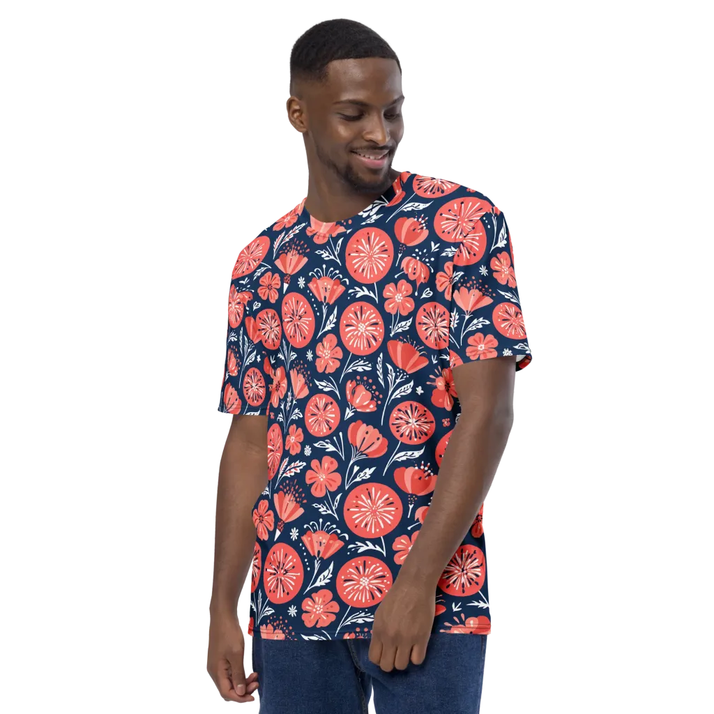 Midnight Bloom on Men's Crew Neck T-Shirt — Left