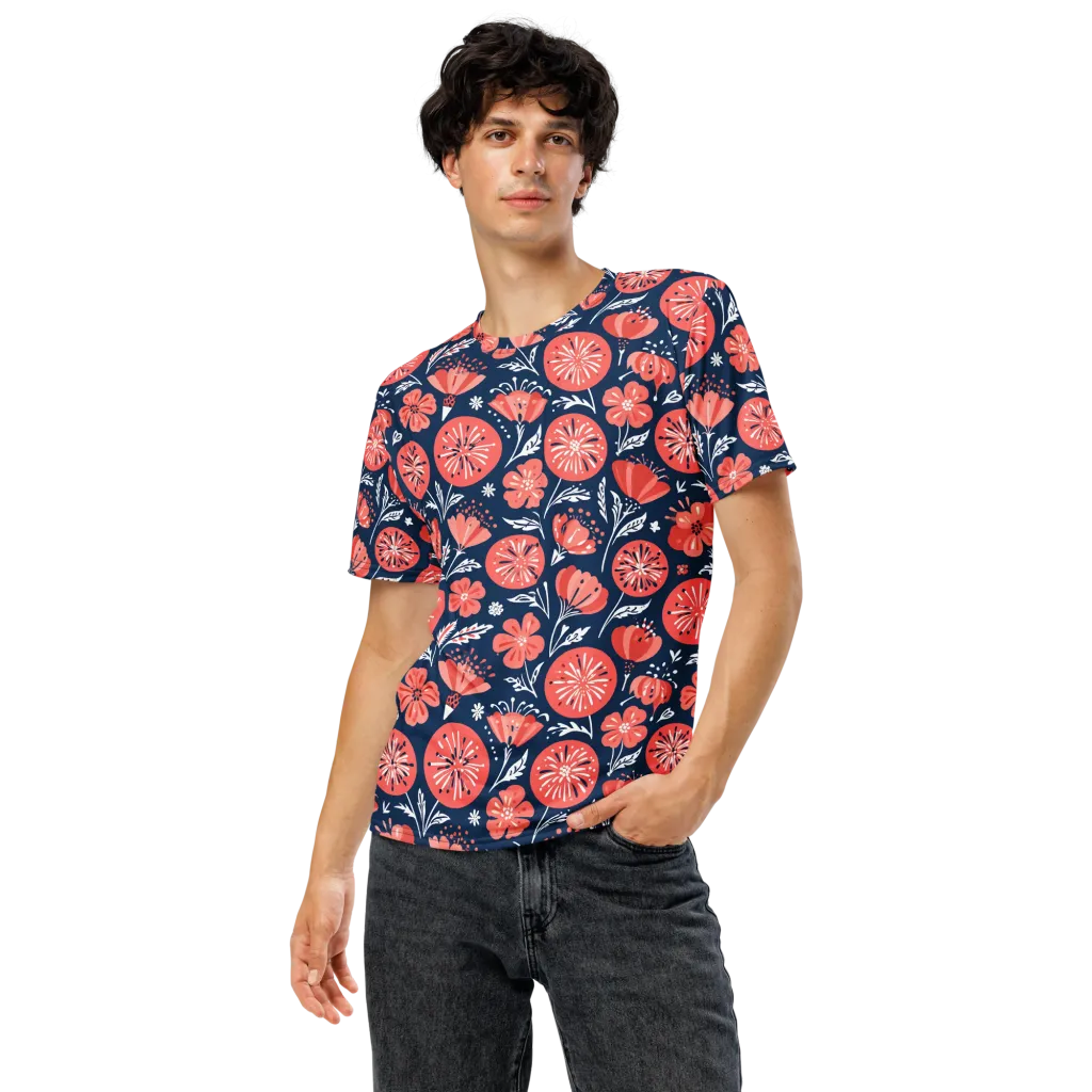 Midnight Bloom on Men's Crew Neck T-Shirt — Front