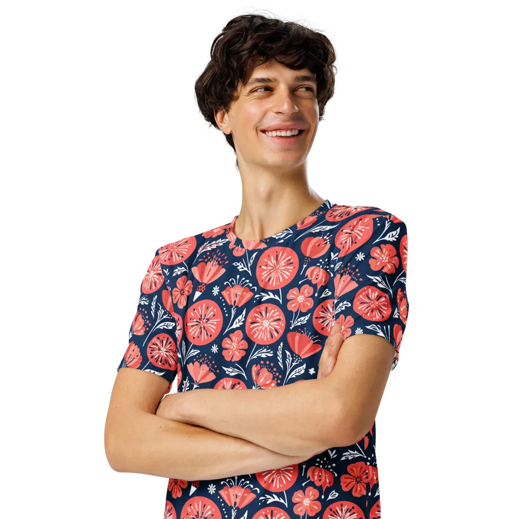 Midnight Bloom on Men's Crew Neck T-Shirt — Left Front