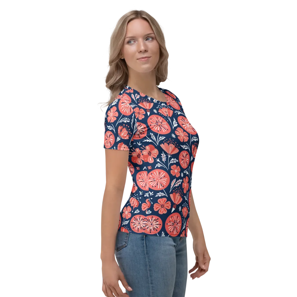 Midnight Bloom on Women's Crew Neck T-Shirt — Right