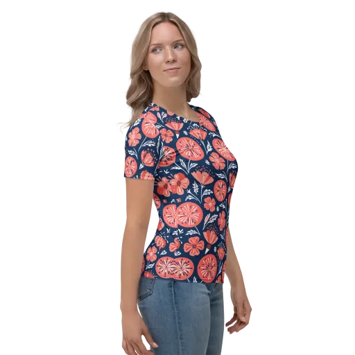 Midnight Bloom on a Women's Crew Neck T-Shirt