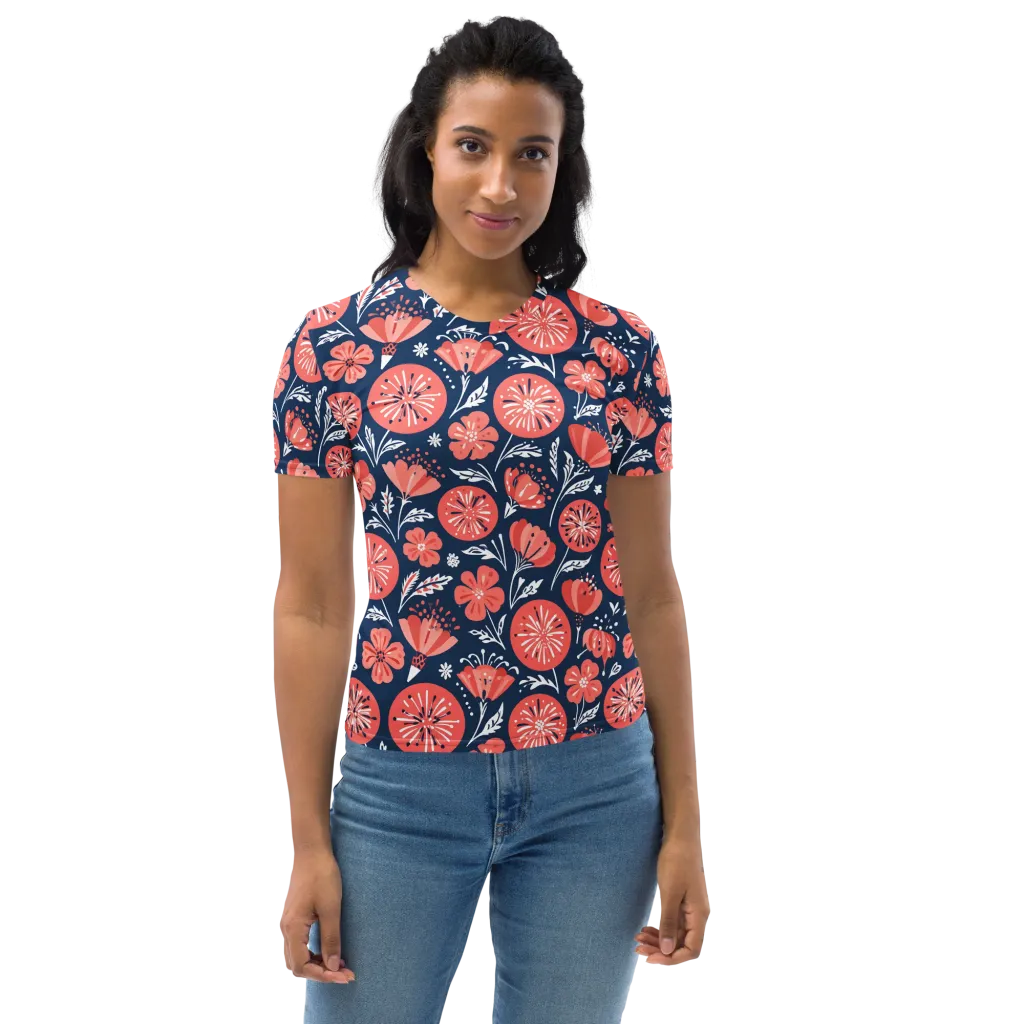 Midnight Bloom on Women's Crew Neck T-Shirt — Front