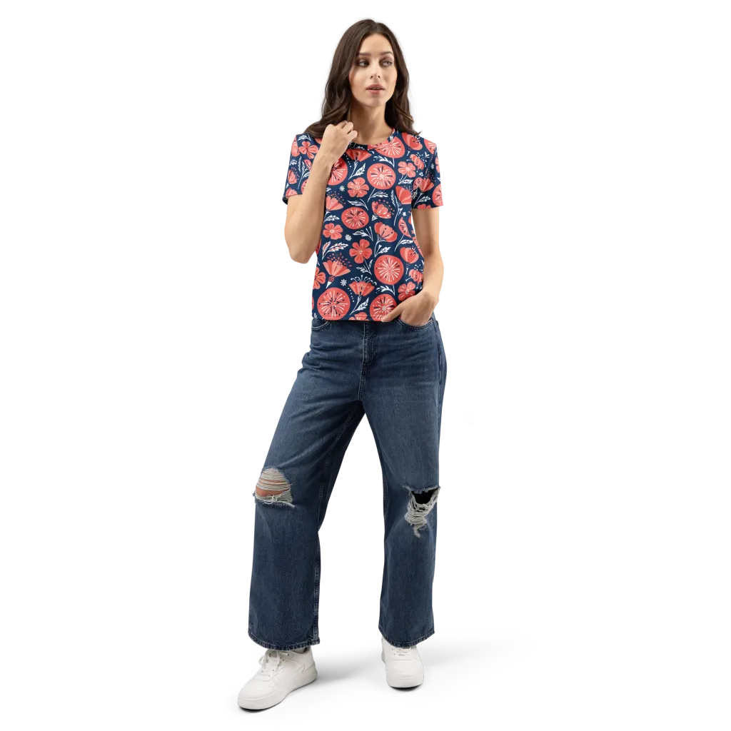 Midnight Bloom on Women's Crew Neck T-Shirt — Front