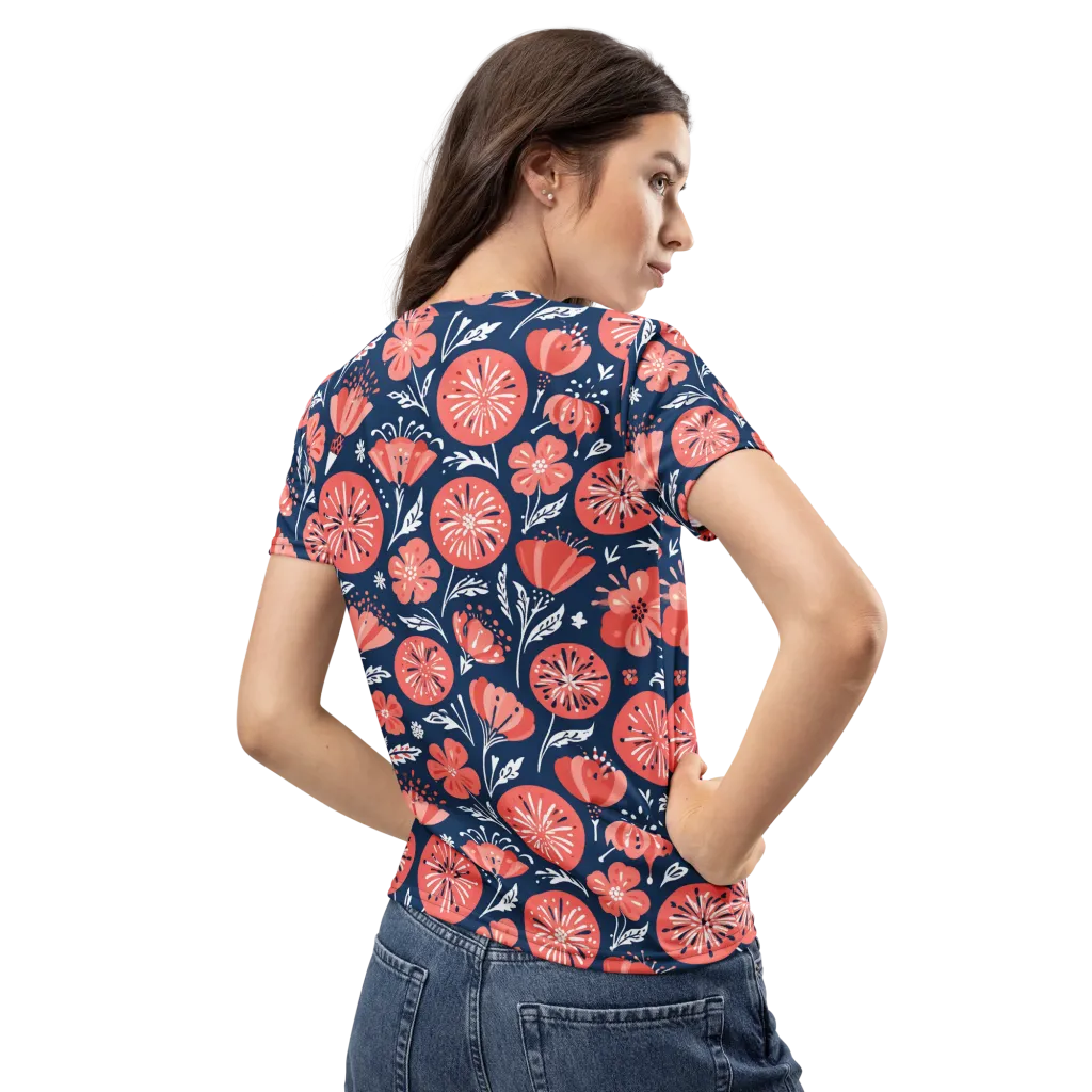 Midnight Bloom on Women's Crew Neck T-Shirt — Back