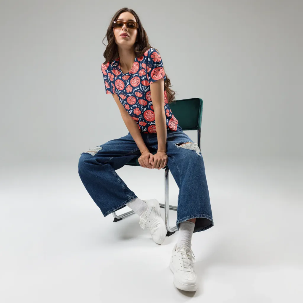 Midnight Bloom on Women's Crew Neck T-Shirt — Front