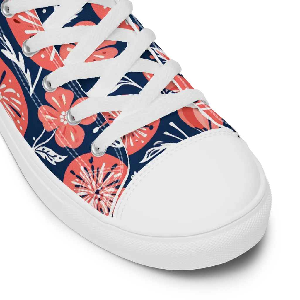 Midnight Bloom on Women's High Top Canvas Shoes — Product details