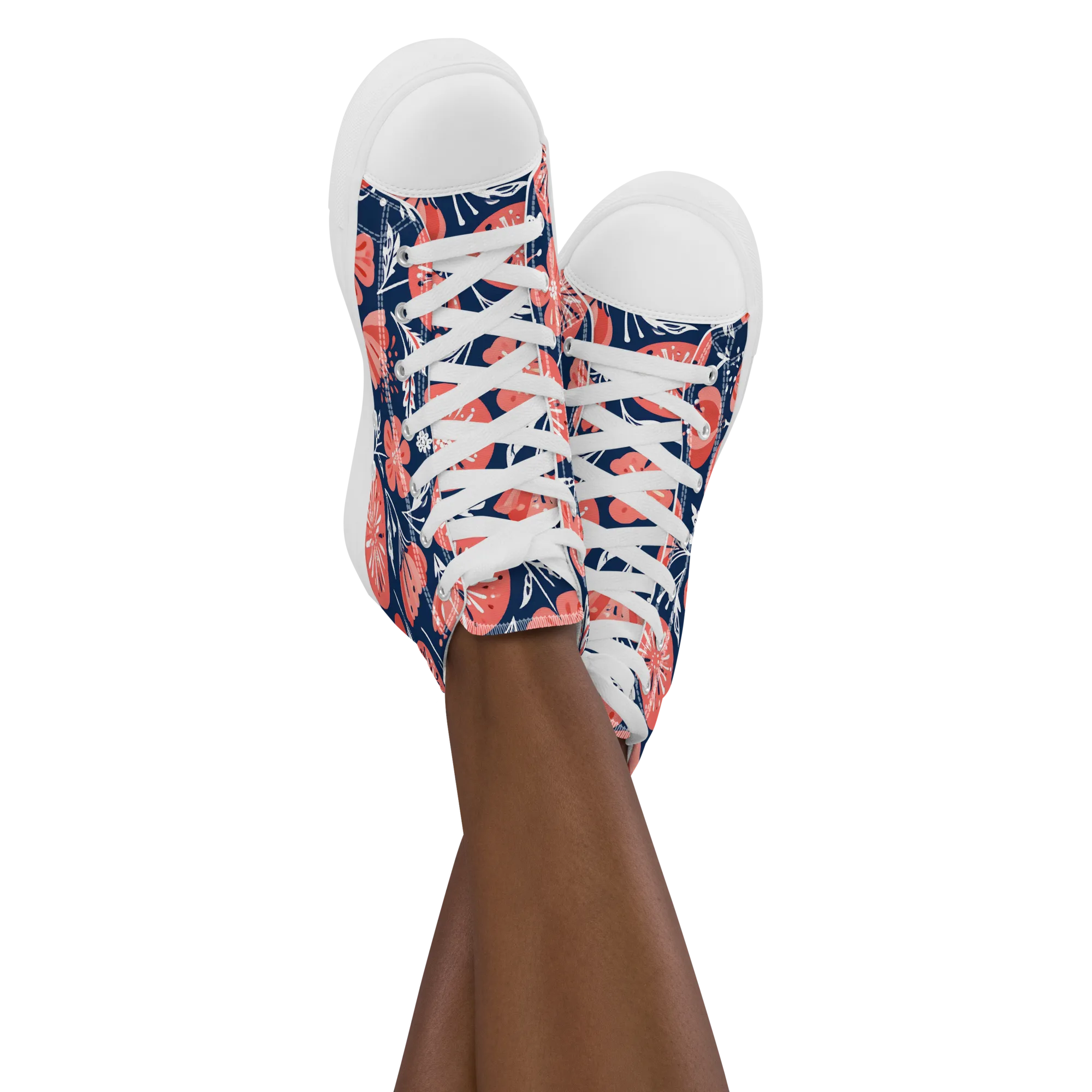 Midnight Bloom on Women's High Top Canvas Shoes — Front