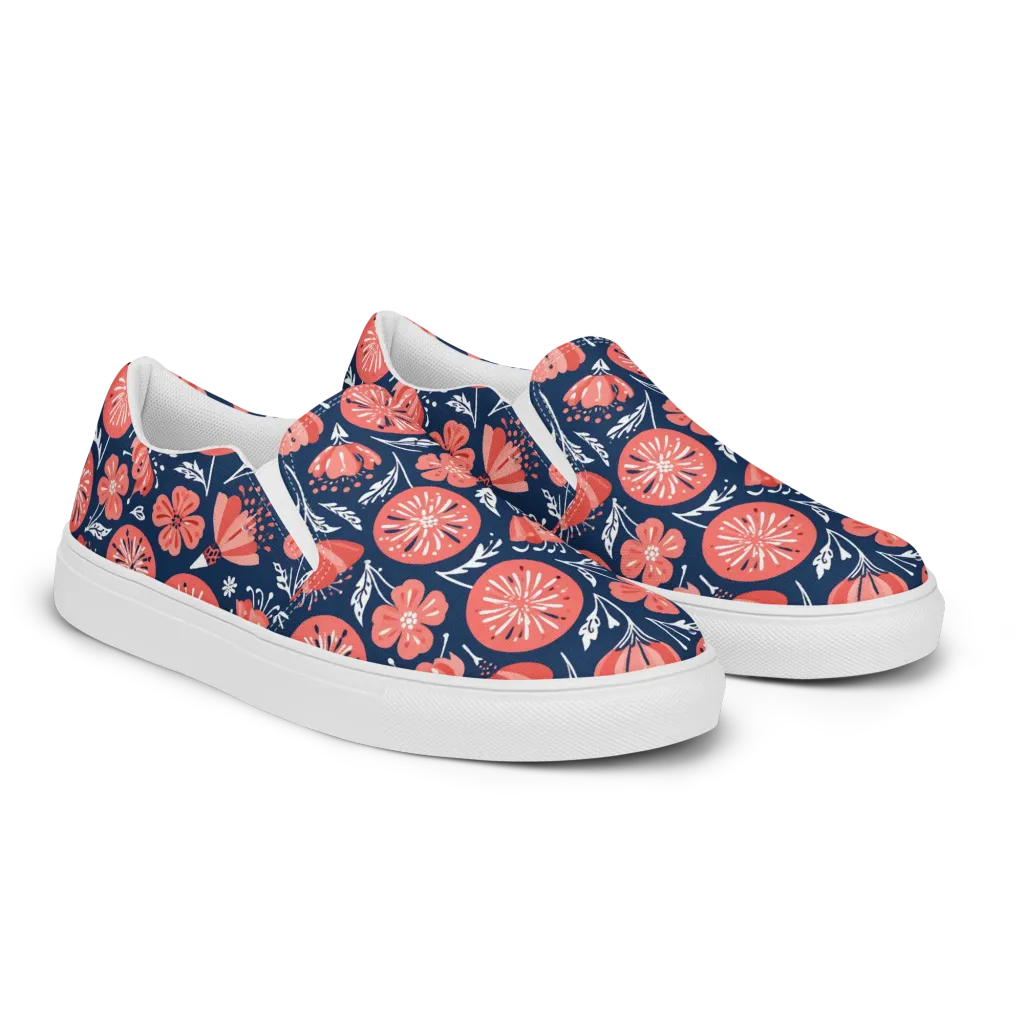 Midnight Bloom on Men's Slip-On Canvas Shoes — Right Front