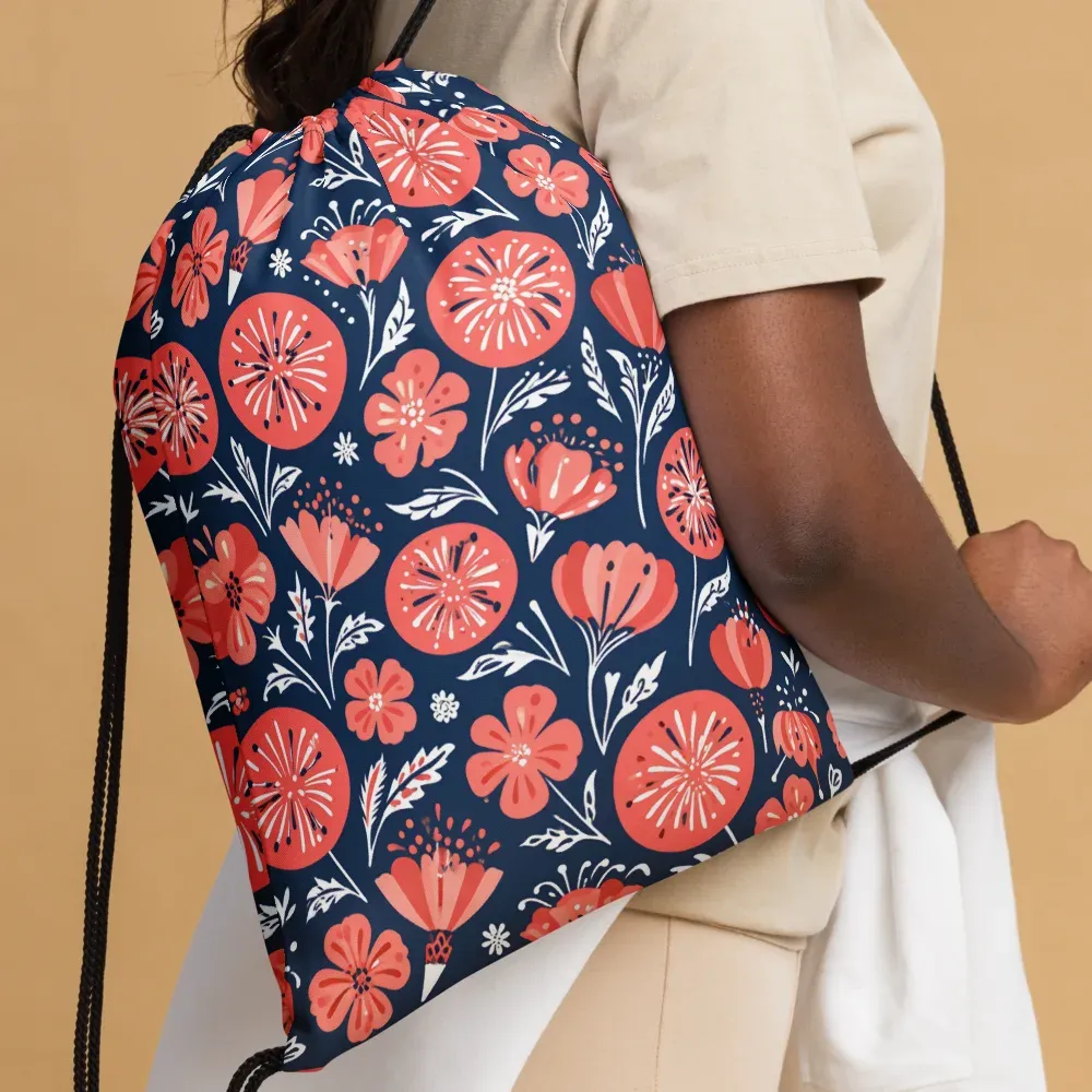 Midnight Bloom on Drawstring Bag — Front