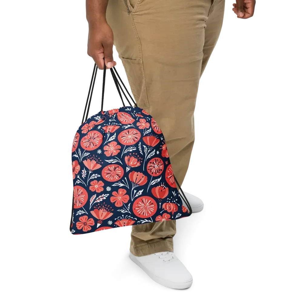 Midnight Bloom on Drawstring Bag — Front
