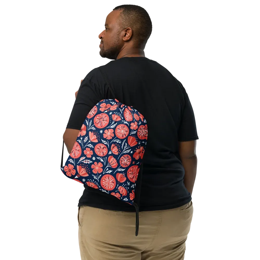 Midnight Bloom on Drawstring Bag — Front