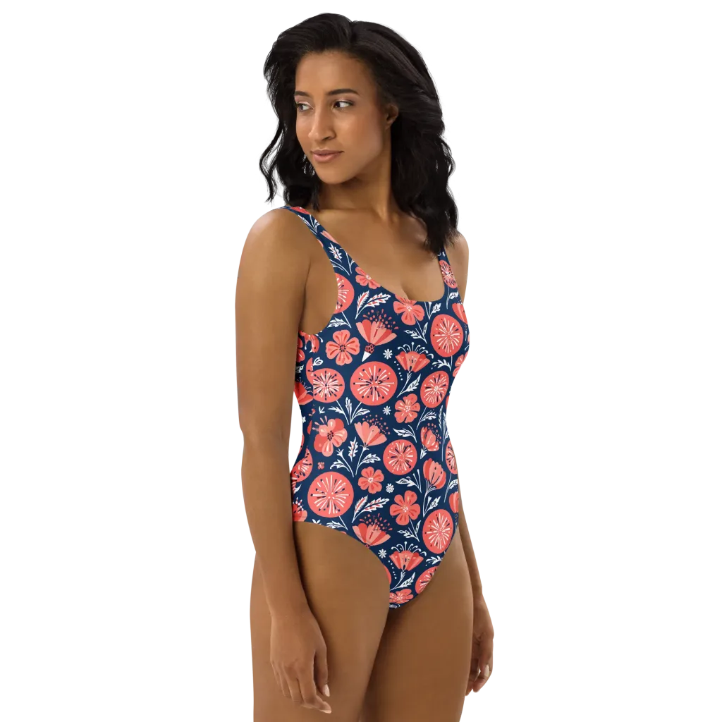 Midnight Bloom on One-Piece Swimsuit — Right