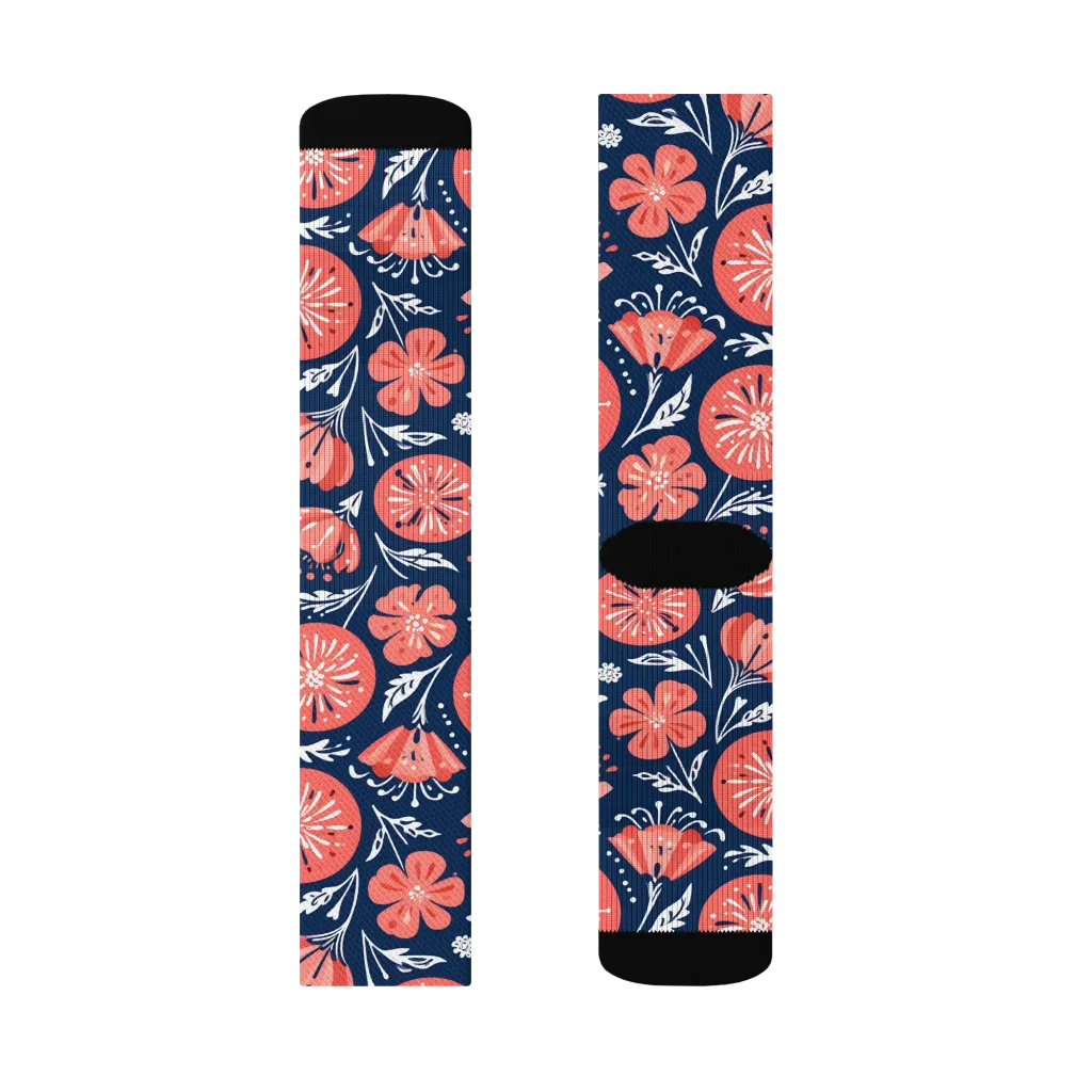 Midnight Bloom on Socks — Right Sock