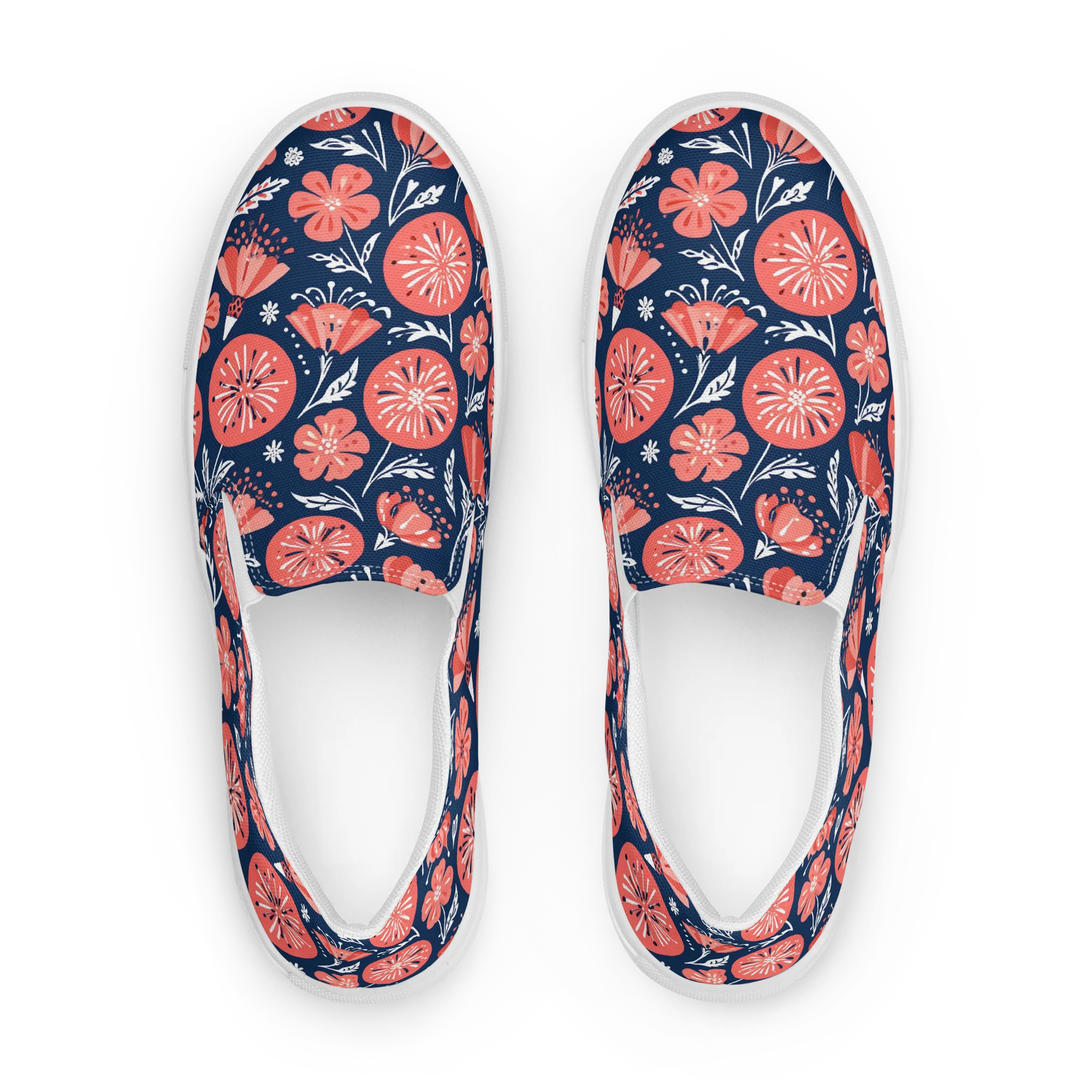 Midnight Bloom on Women's Slip-On Canvas Shoes — Front
