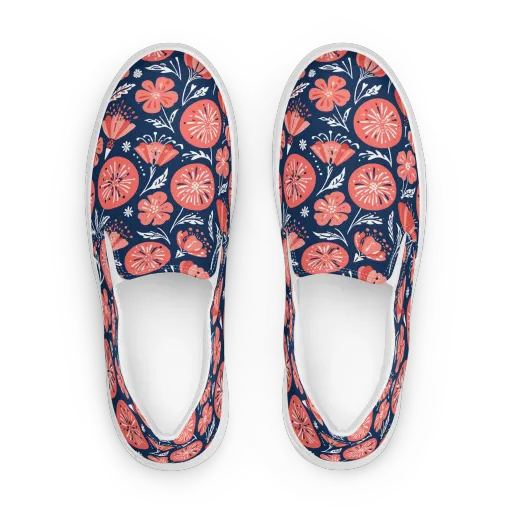 Midnight Bloom on a Women's Slip-On Canvas Shoes