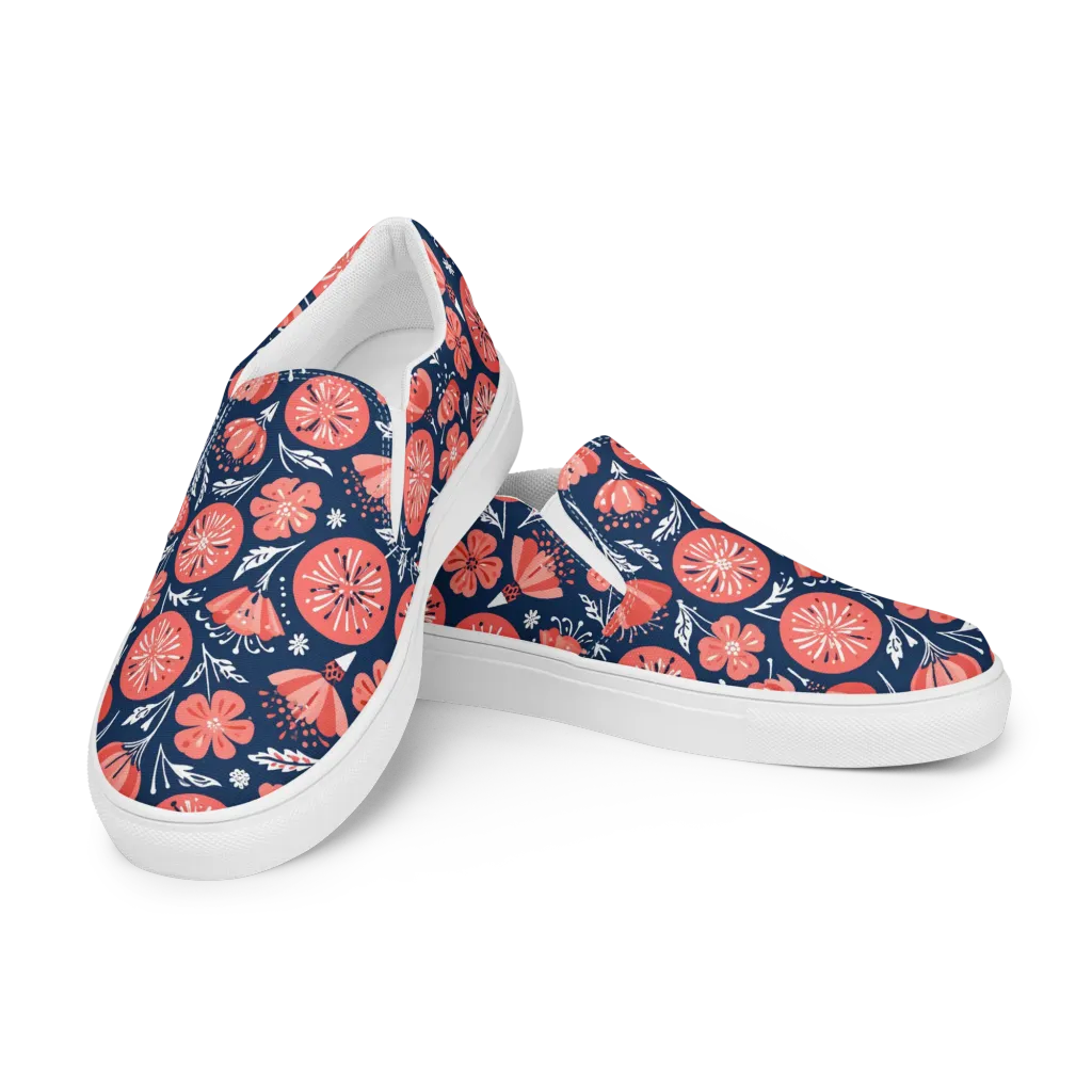 Midnight Bloom on Women's Slip-On Canvas Shoes — Left Front