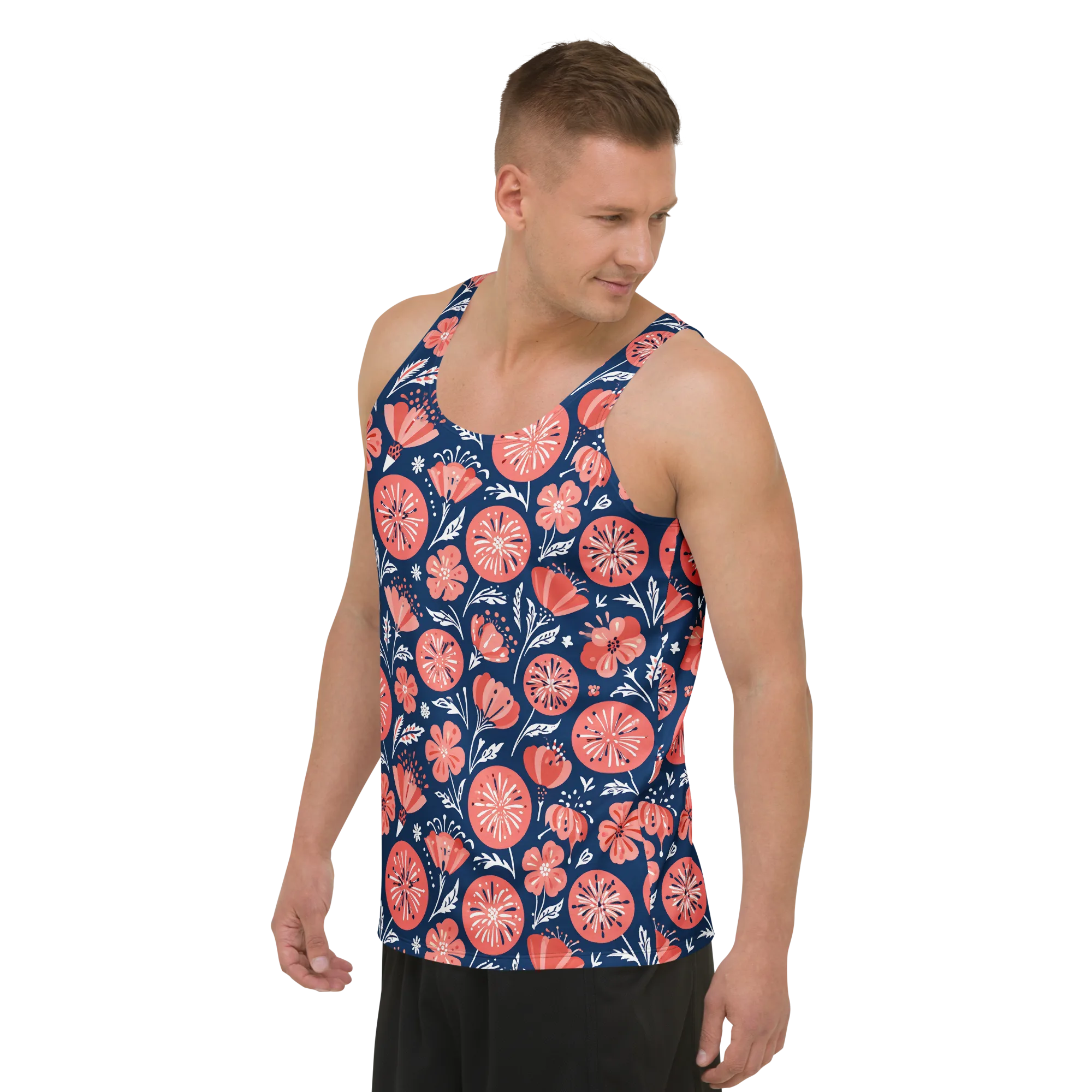 Midnight Bloom on Men's Tank Top — Left Front