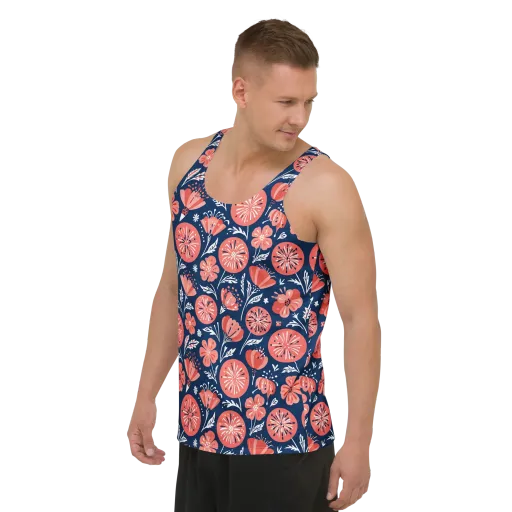 Midnight Bloom on a Men's Tank Top