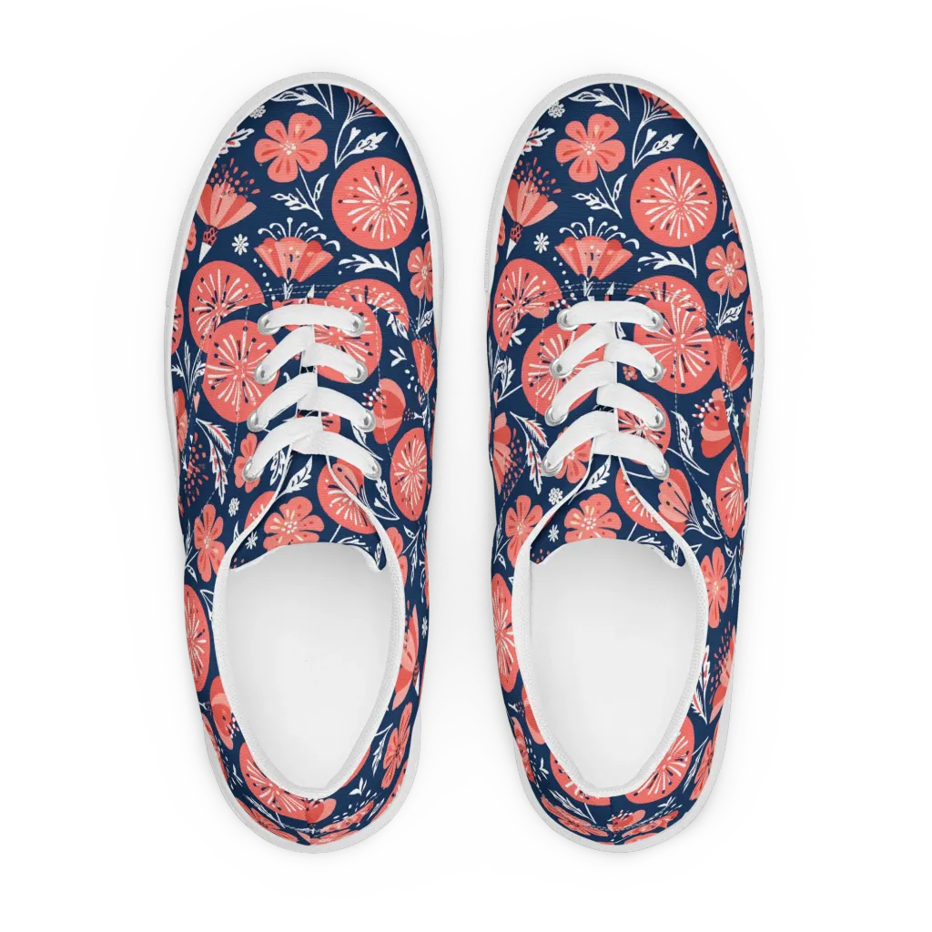 Midnight Bloom on Men's Lace-Up Canvas Shoes — Front