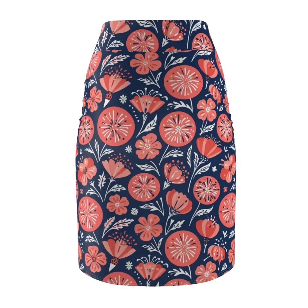 Midnight Bloom on Pencil Skirt — Back