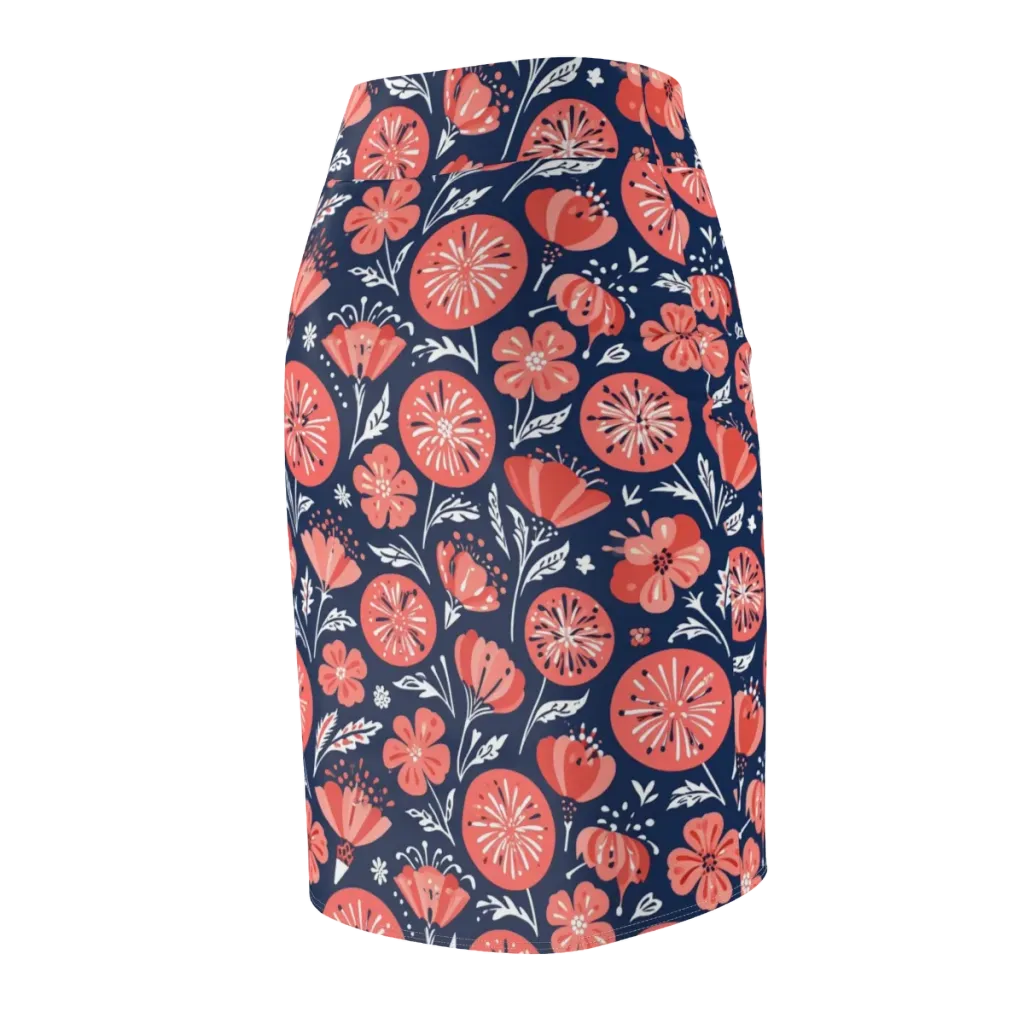 Midnight Bloom on Pencil Skirt — Back Side