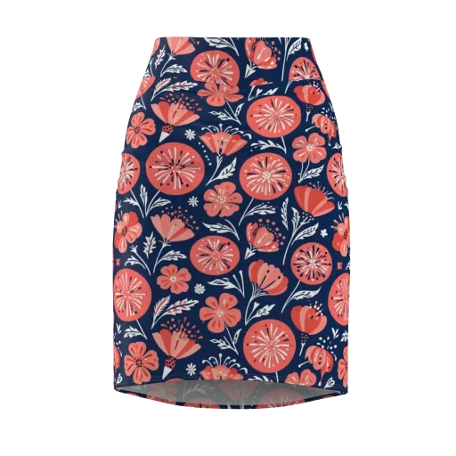 Midnight Bloom on a Pencil Skirt