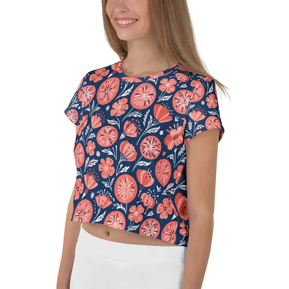 Midnight Bloom on Crop Tee — Left