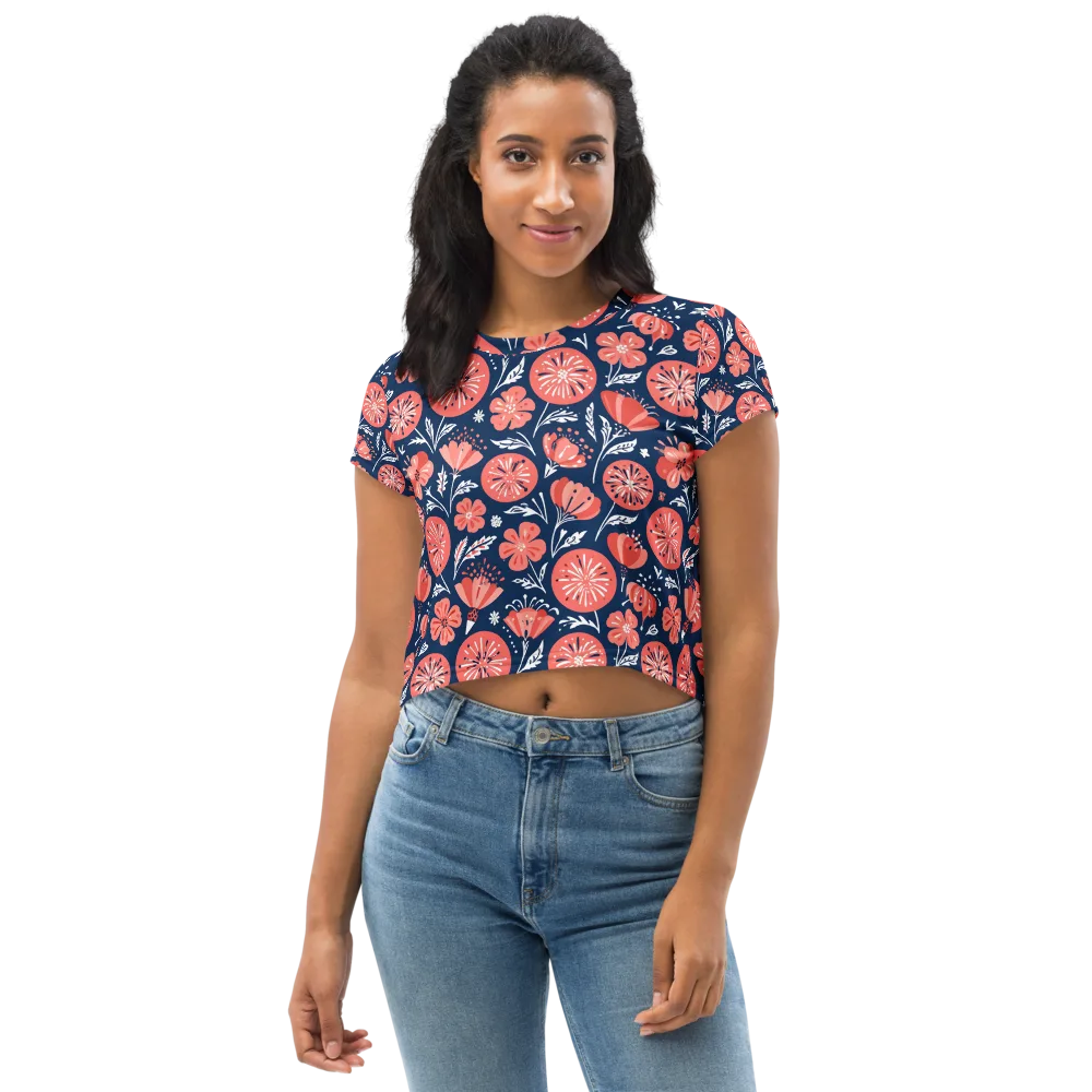 Midnight Bloom on Crop Tee — Front