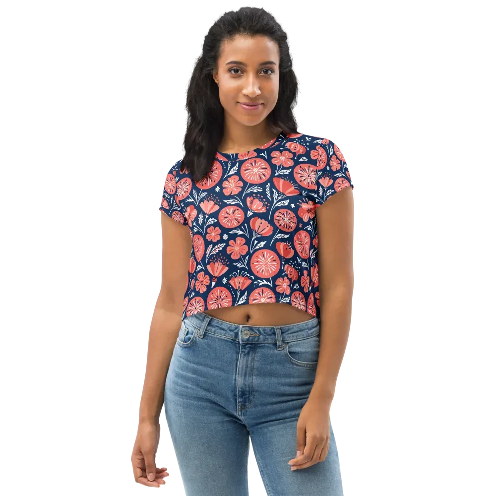 Midnight Bloom on Crop Tee — Front