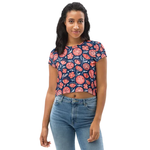 Midnight Bloom on a Crop Tee