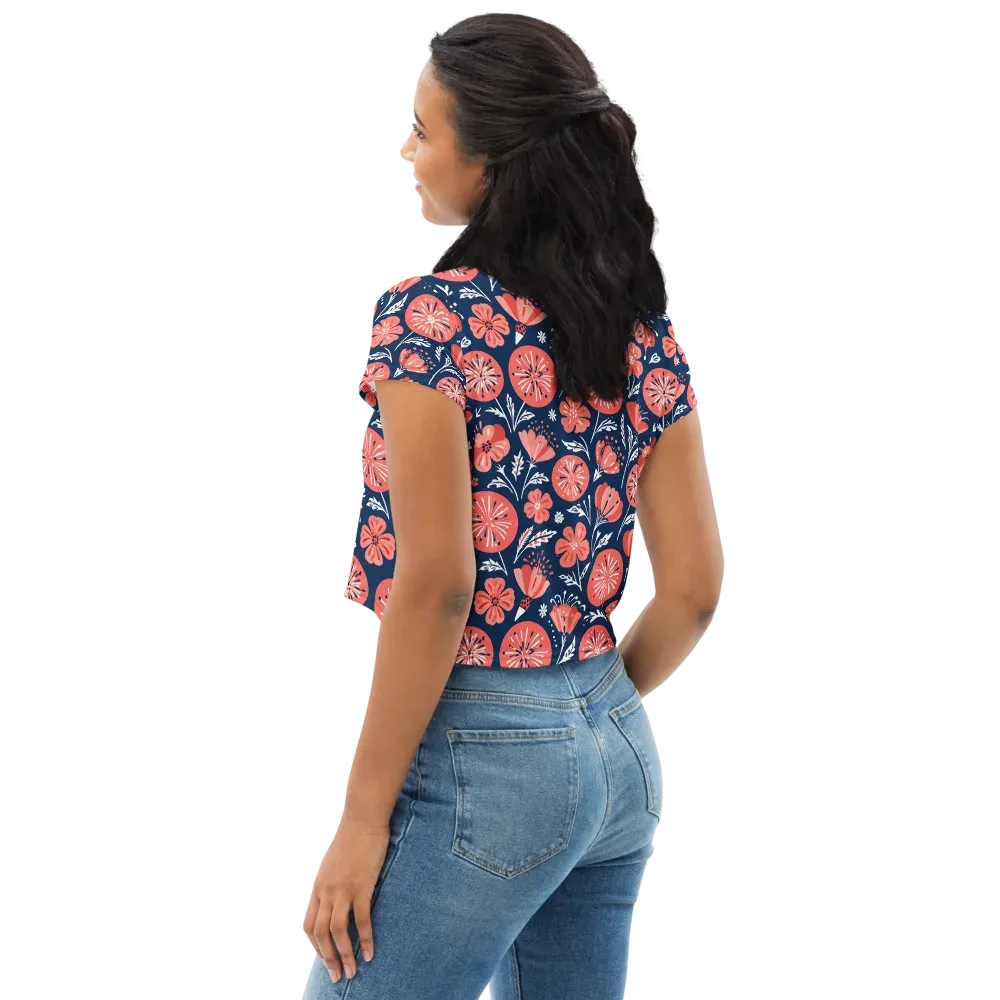 Midnight Bloom on Crop Tee — Left Back