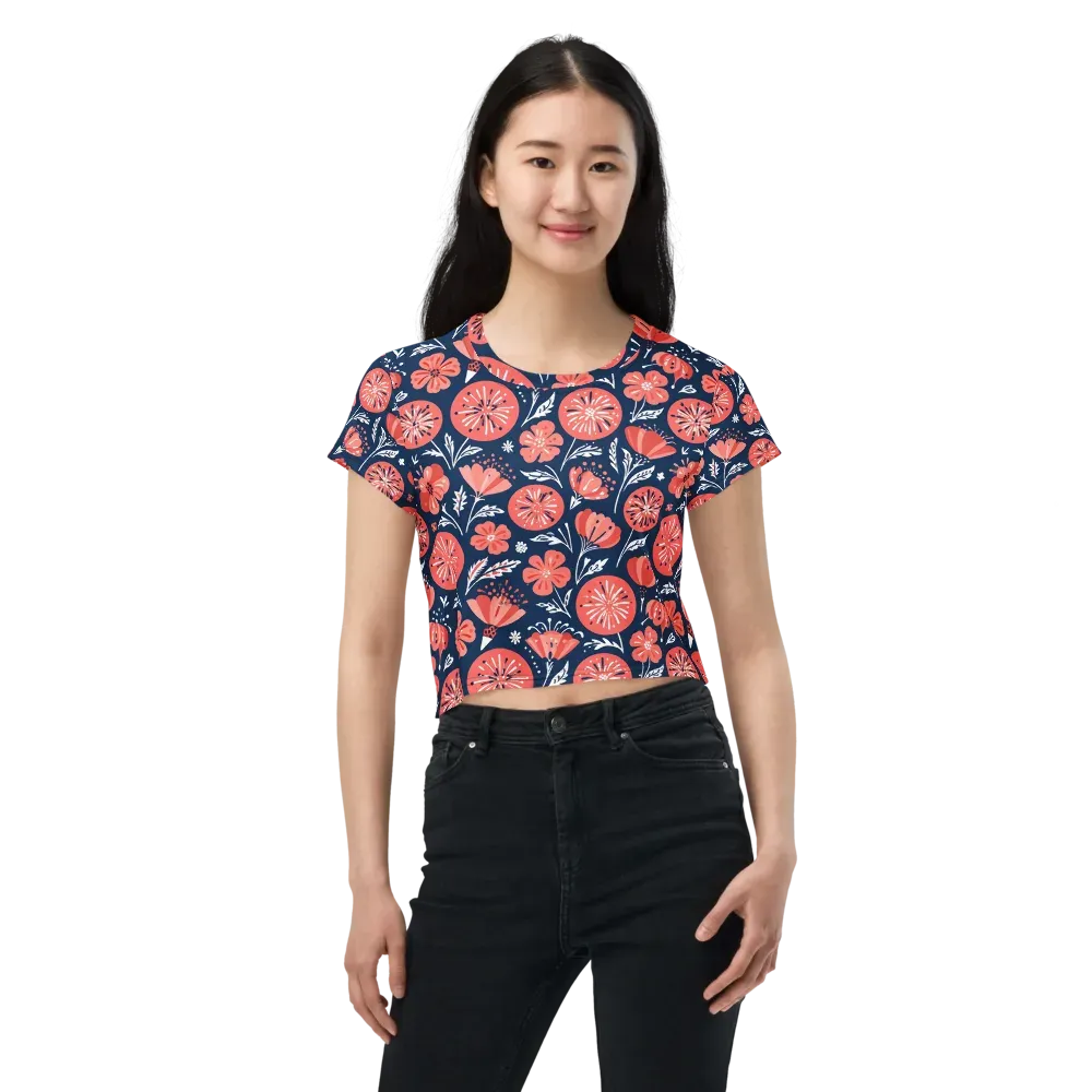 Midnight Bloom on Crop Tee — Front