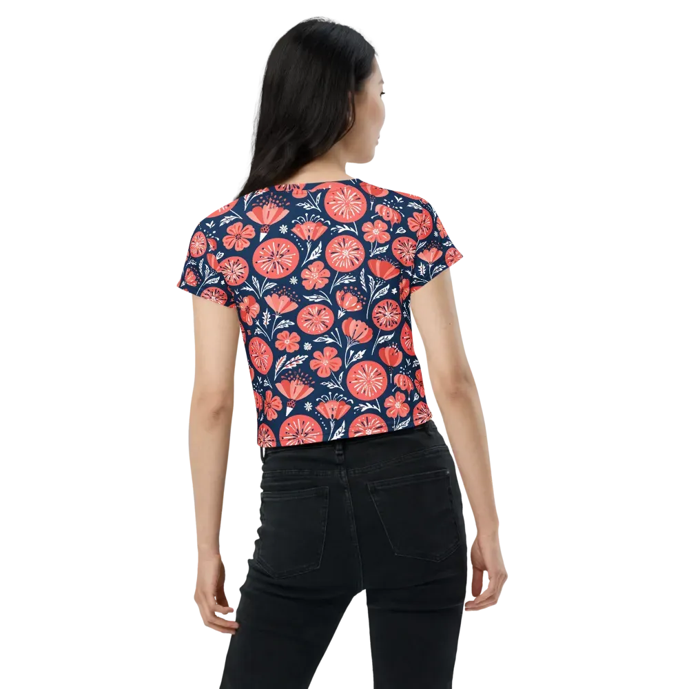 Midnight Bloom on Crop Tee — Back
