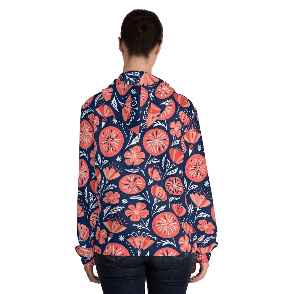 Midnight Bloom on Women's Full-Zip Hoodie — Back On Person