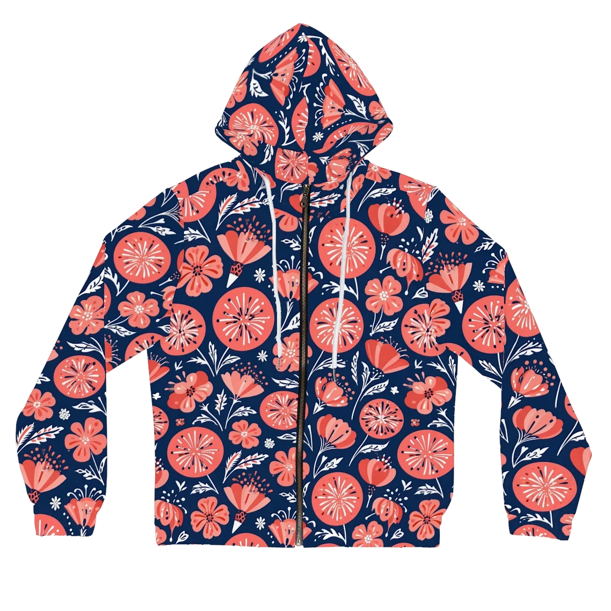 Midnight Bloom on Women's Full-Zip Hoodie — Front