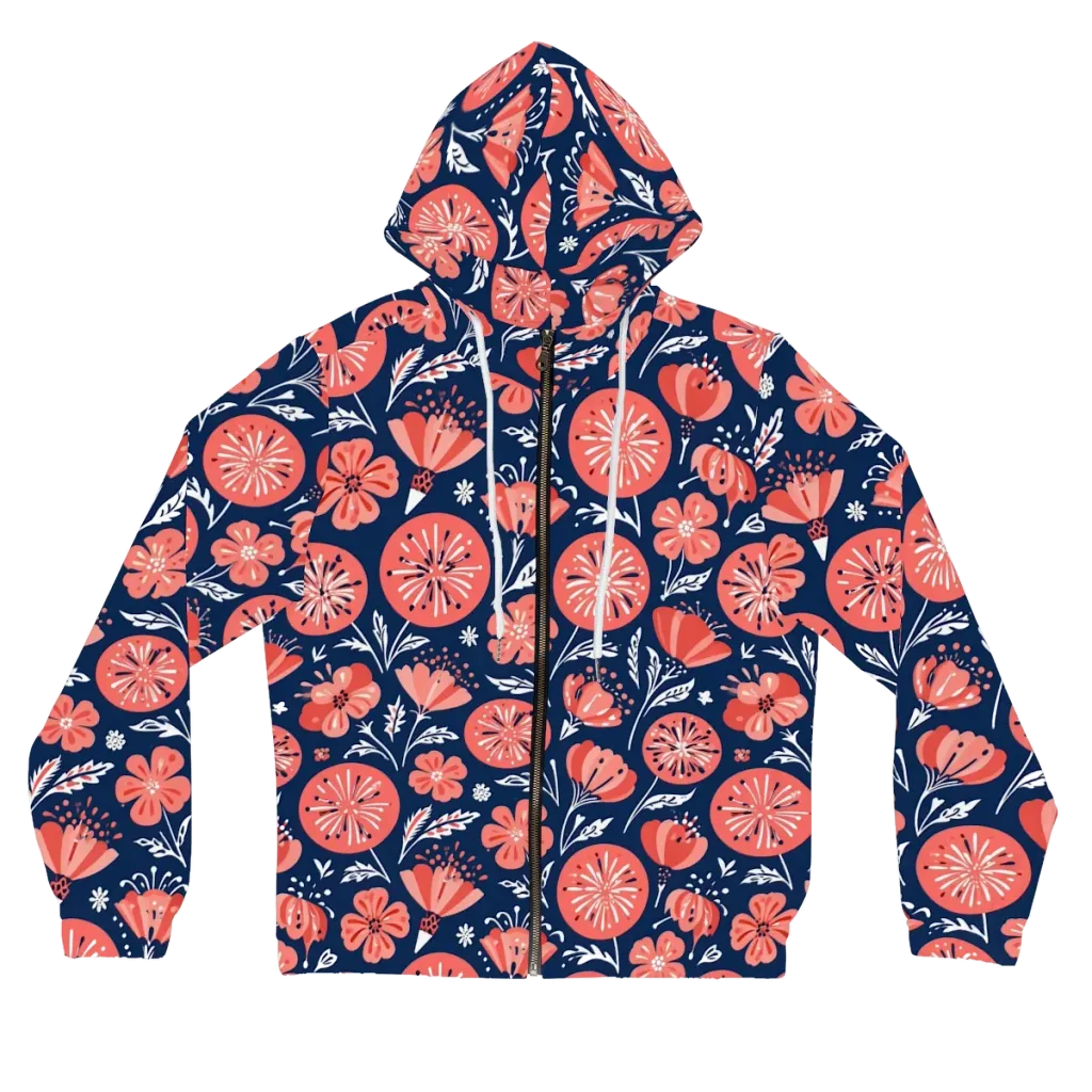 Midnight Bloom Women's Full-Zip Hoodie on model
