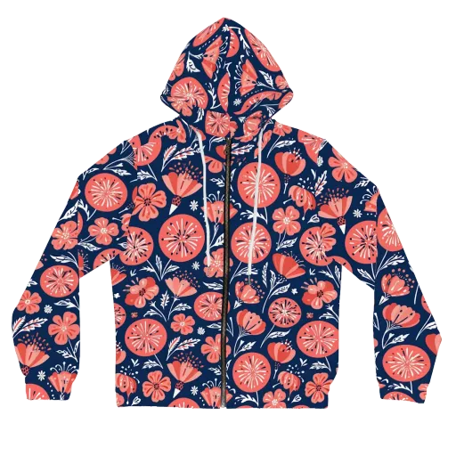 Midnight Bloom on a Women's Full-Zip Hoodie