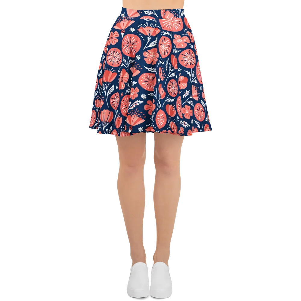 Midnight Bloom on Skater Skirt — Front