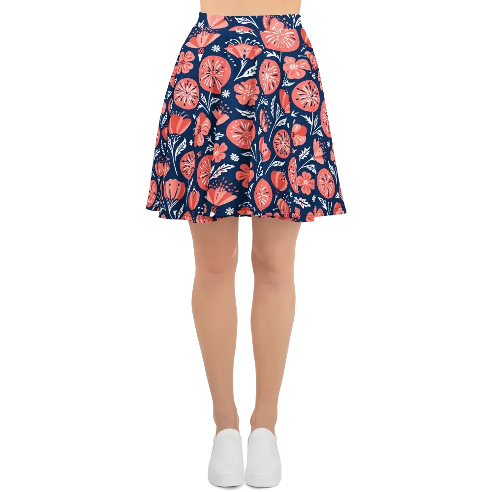 Midnight Bloom on Skater Skirt — Front